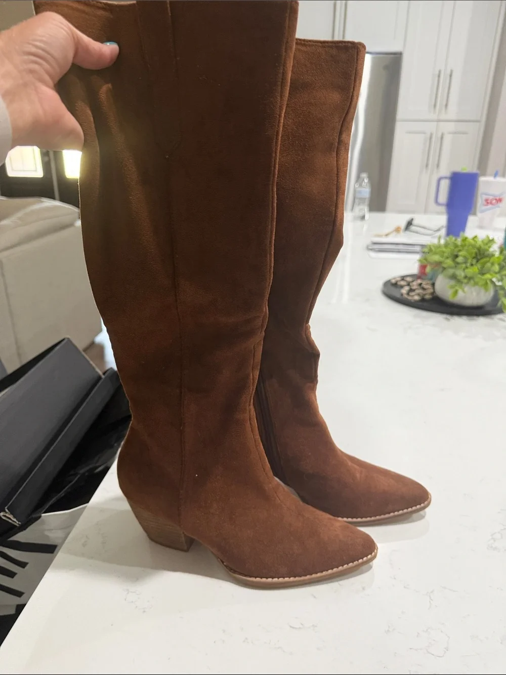 CCOCCI Tall Over-the-Knee Suede Boots in Brown